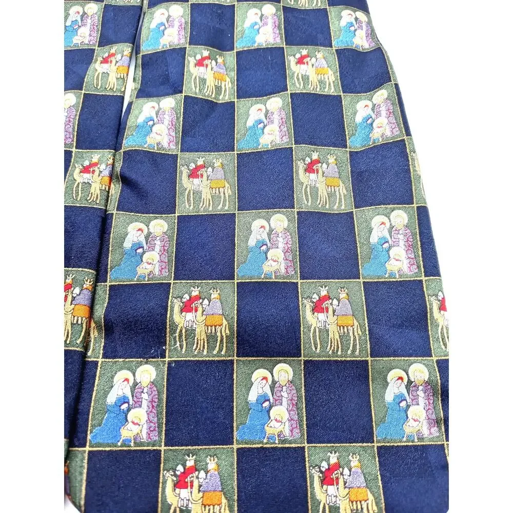Vintage Christmas Neck Tie Purple American Greetings Nativity Wise Men NWT